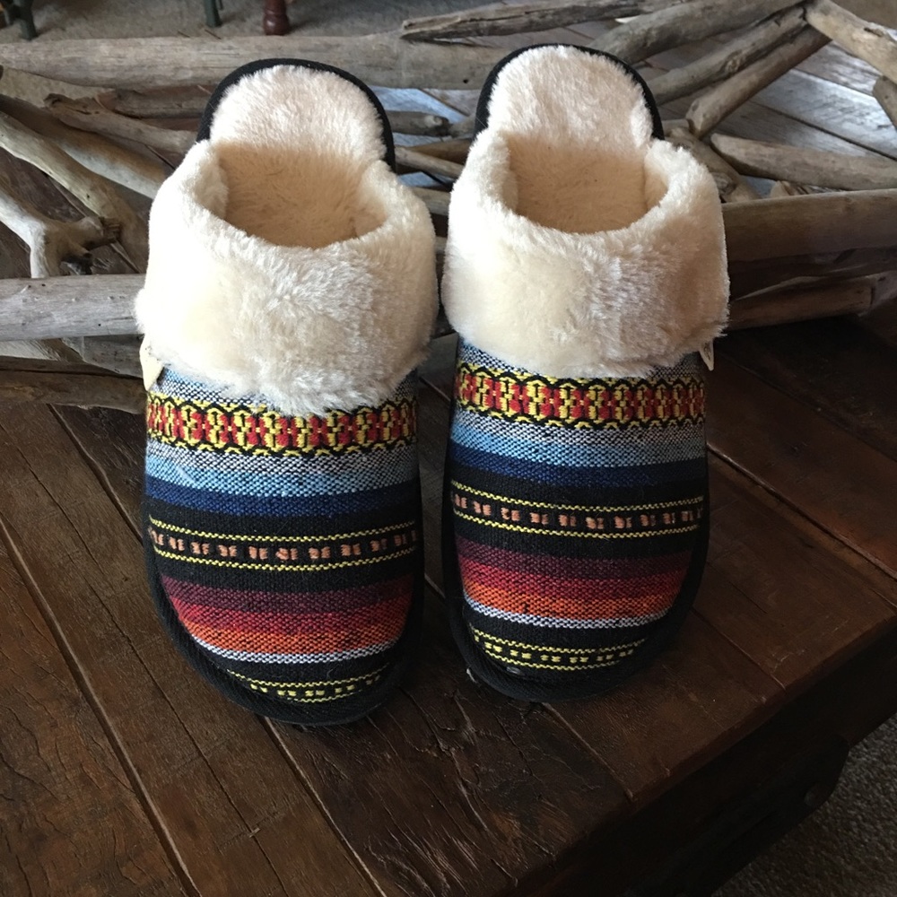 Slippers striped Mexican blanket fabric 9-10